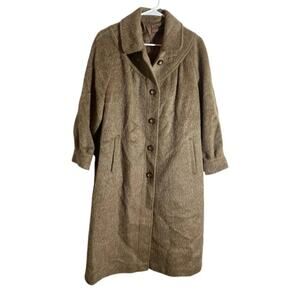 VTG Adler Llama Wool Blend Long Coat Womens Size M Brown Germany Made 80s